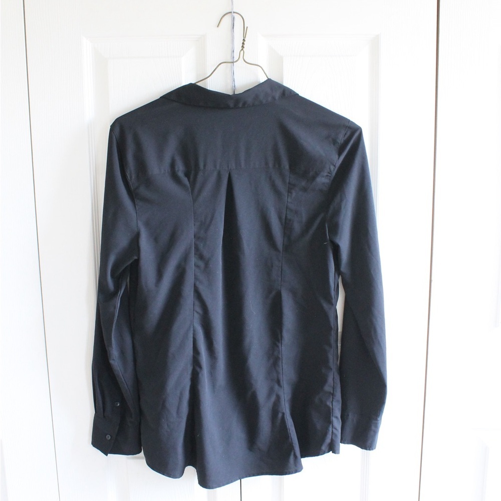 Merona Black Long Sleeve Women's Button Down Shirt Front Pocket - Picture 3 of 6